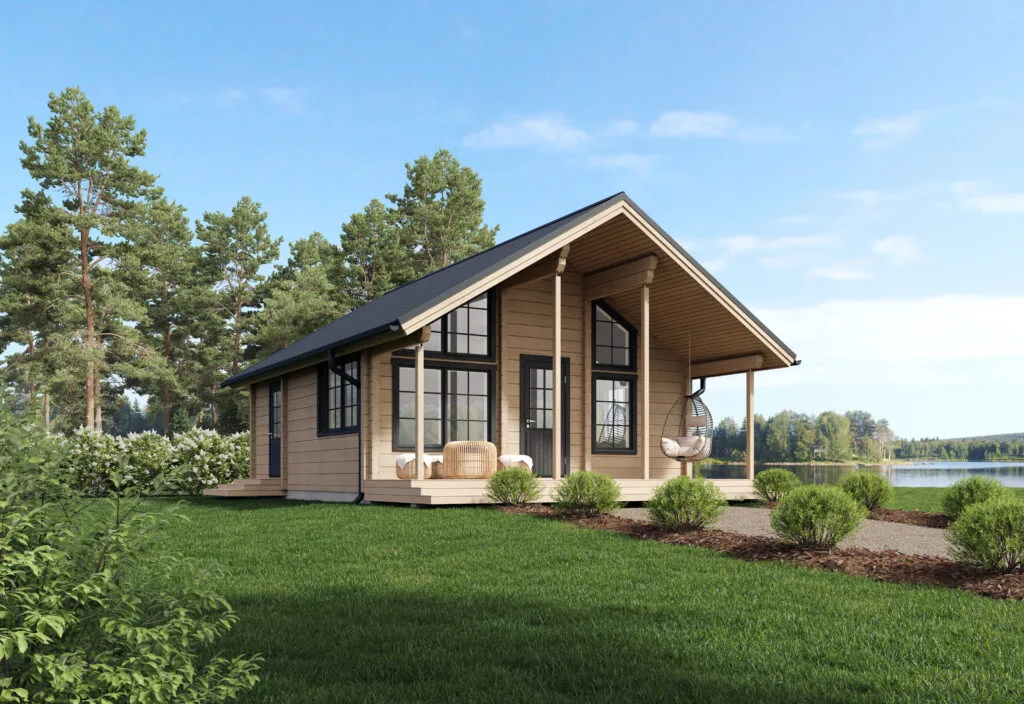 Metsola 70 hirsihuvila on perinteisellä harjakatolla oleva huvilarakennus. Tämä ihastuttava Metsola 70 huvila sopii hienosti rantamaisemaan.