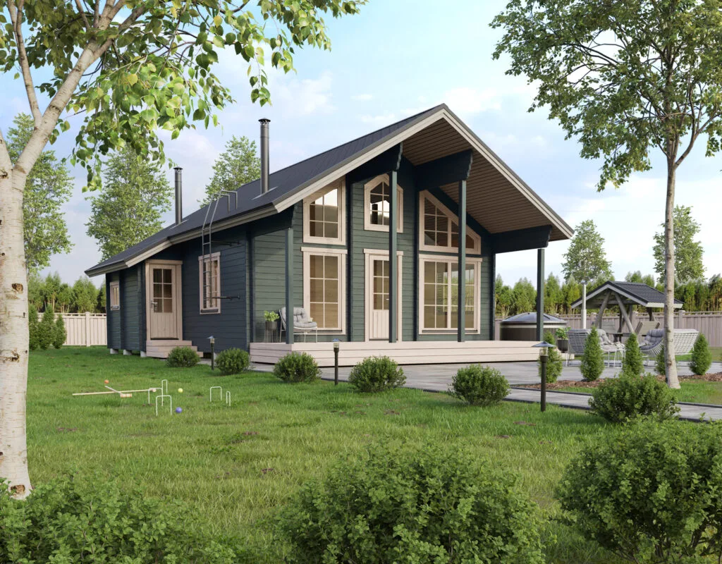 Kauniissa Metsola 80 hirsihuvilassa on sekä vino- että kolmioikkunoita tuomaan lisätyylikkyyttä rakennukseen. Alakerrassa iso tupakeittiö, makuuhuone, sauna ja pukuhuone sekä wc. Yläkerrassa tilava parvi. Hirsimökki voidaan pystyttää asiakkaan tontille myös avaimet käteen toimituksena.