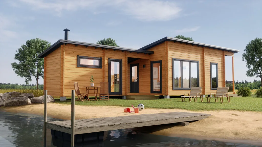 Teuva 45 on moderni rantasaunakokonaisuus, jossa katettu veranta yhdistää päärakennuksen saunaosastoon. Päärakennuksessa on tilava olohuone, keittiö sekä makuuhuone. Korkeat ikkunat tuovat lisävaloa rakennukseen. Saunaosastossa on sauna sekä pukuhuone.