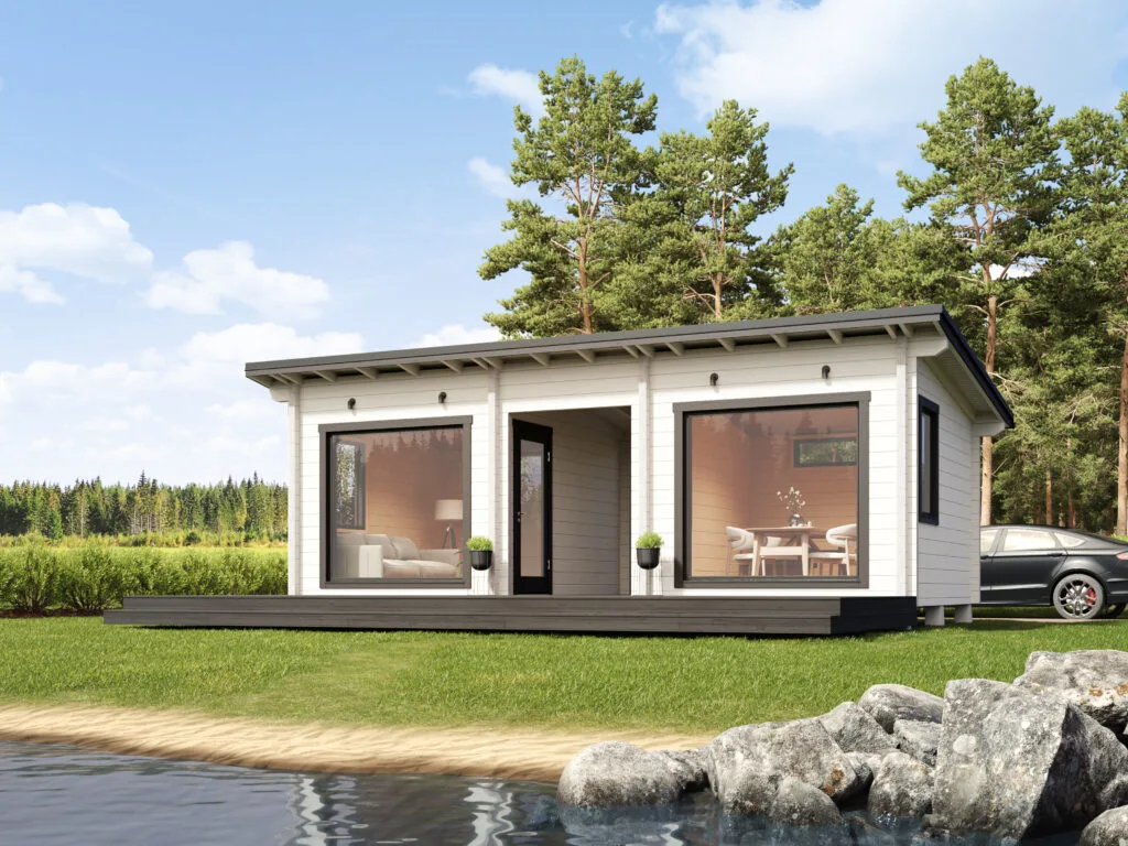 Suvanto 28 vierasaitassa on kaksi erillistä tilavaa huonetta sekä väliveranta. Vierasaitta sopii erinomaisesti lisämajoitustilaksi niin kotipihaan kuin huvilalle. Pystytä itse tai tilaa valmisaitta suoraan tehtaaltamme.