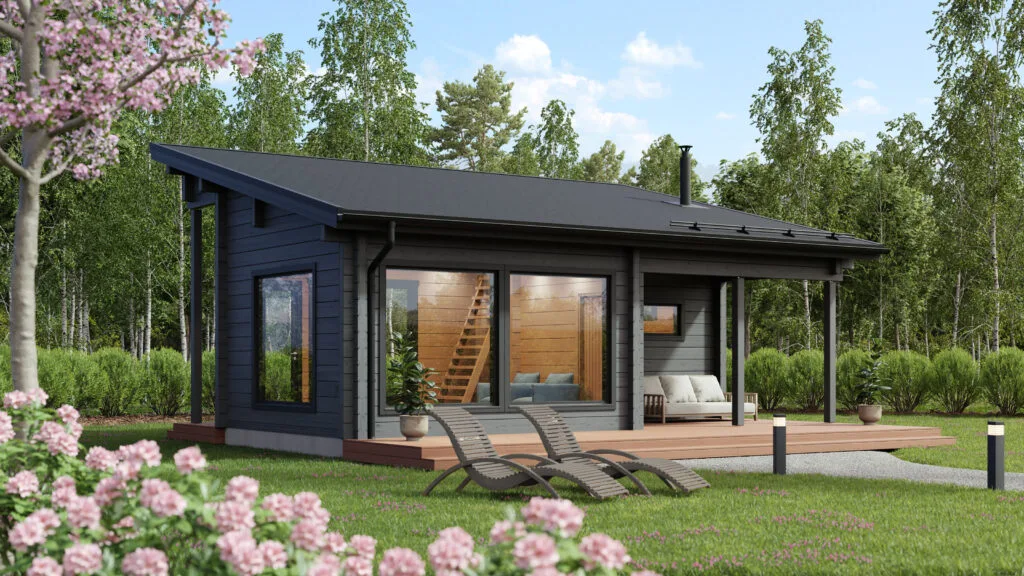 Suvanto 50 hirsihuvilassa on tilava tupa, pukuhuone, sauna sekä parvi. Rakennuksen molemmin puolin on katettu terassi. Saunaosastolle kulku terassin kautta. Isot ikkunat antavat lisäilmettä ja valoa rakennukseen. Saunaosasto voidaan muuttaa myös makuuhuonetilaksi. Kato laskee etuseinälle, joka tuo tyylikkään ilmeen hirsihuvilaan.