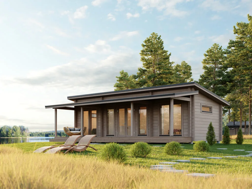 Moderni Suvanto 56 aitta on tyylikäs pulpettikattoinen vierasaitta, jossa rakennuksen edessä on katettu vastalippaveranta. Aittarakennuksessa on kaksi erillistä tilavaa makuuhuonetta sekä niiden välissä valoisa tupa josta tulee pariovi terassille.